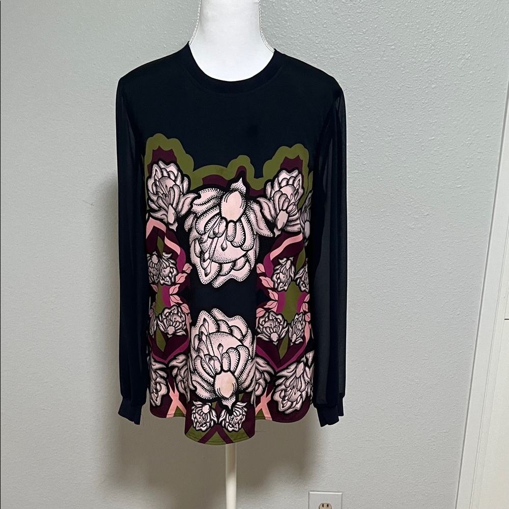 Ted Baker Floral Blouse – Black | Size 2